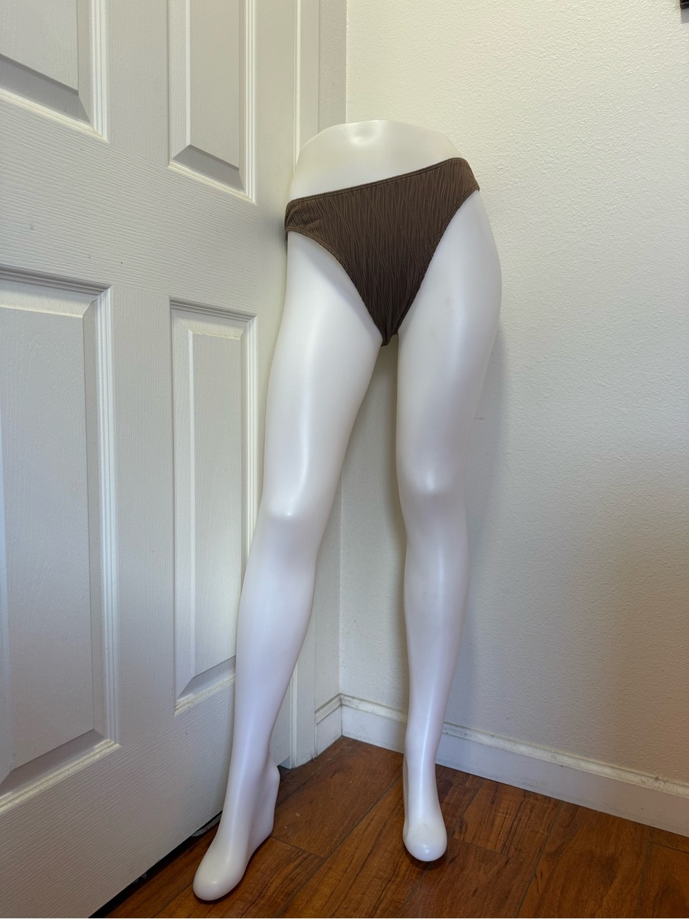 Kids Ribbed Swim Briefs in Brown